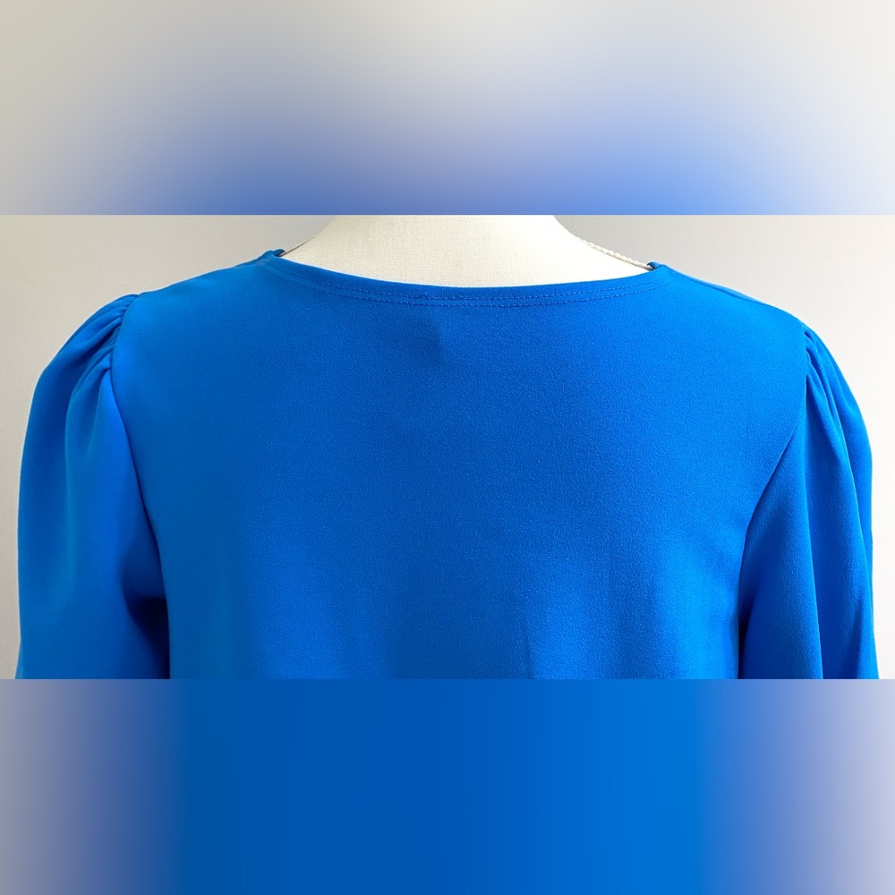 2 Hearts Womens S Blue Top Ruffle V-Neck Boho Fall Preppy Cottagecore Nautical - Picture 5 of 13
